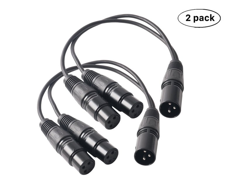 Devinal XLR Splitter Cable - Male to 2 Female, Dual Balanced Patch Y Cable, 3 PIN Plug to 2 Jacks Microphone Adaptor Cord - 1 Feet 2 Pack - Image 3